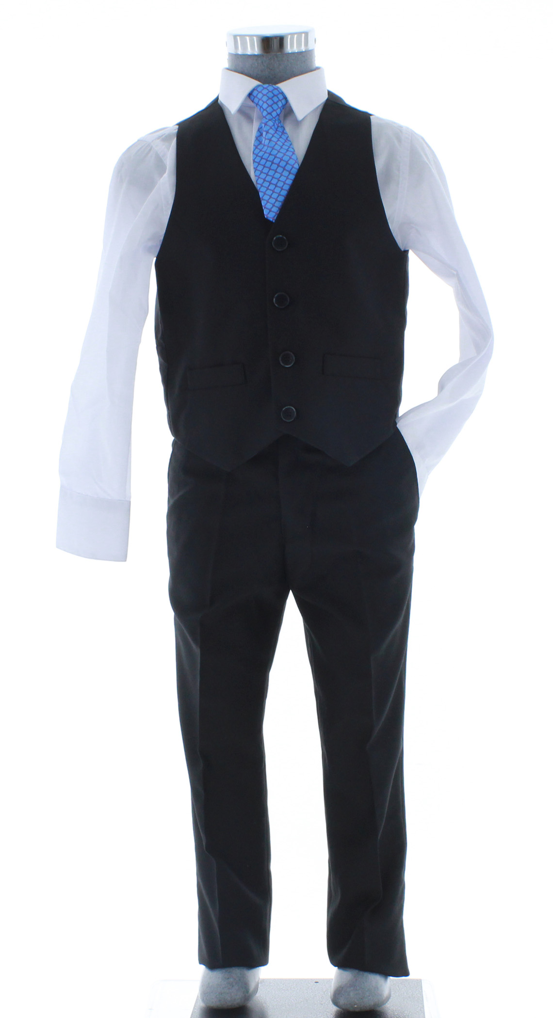 Traje de Niño Tres Piezas Color Negro 2387 2 a 18 Años.