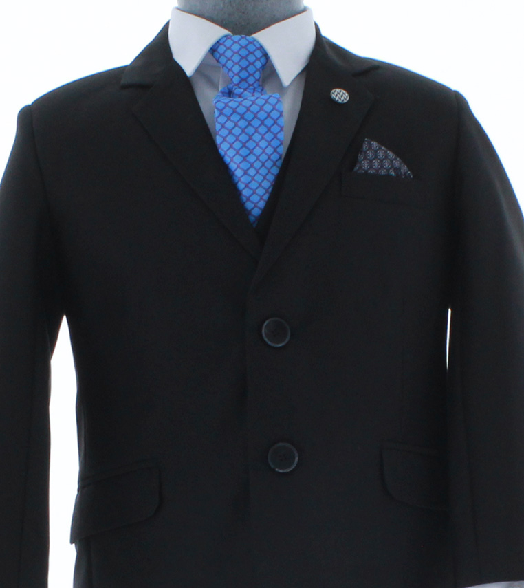 Traje de Niño Tres Piezas Color Negro 2387 2 a 18 Años.