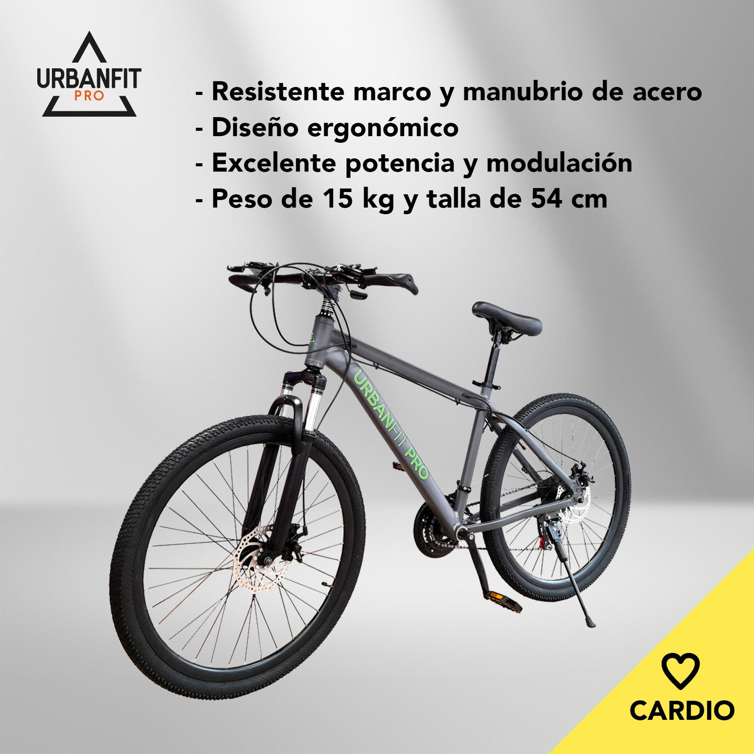 Bicicleta de Montaña UrbanFit Pro, Rodada 26' 21 Velocidades Gris unitalla