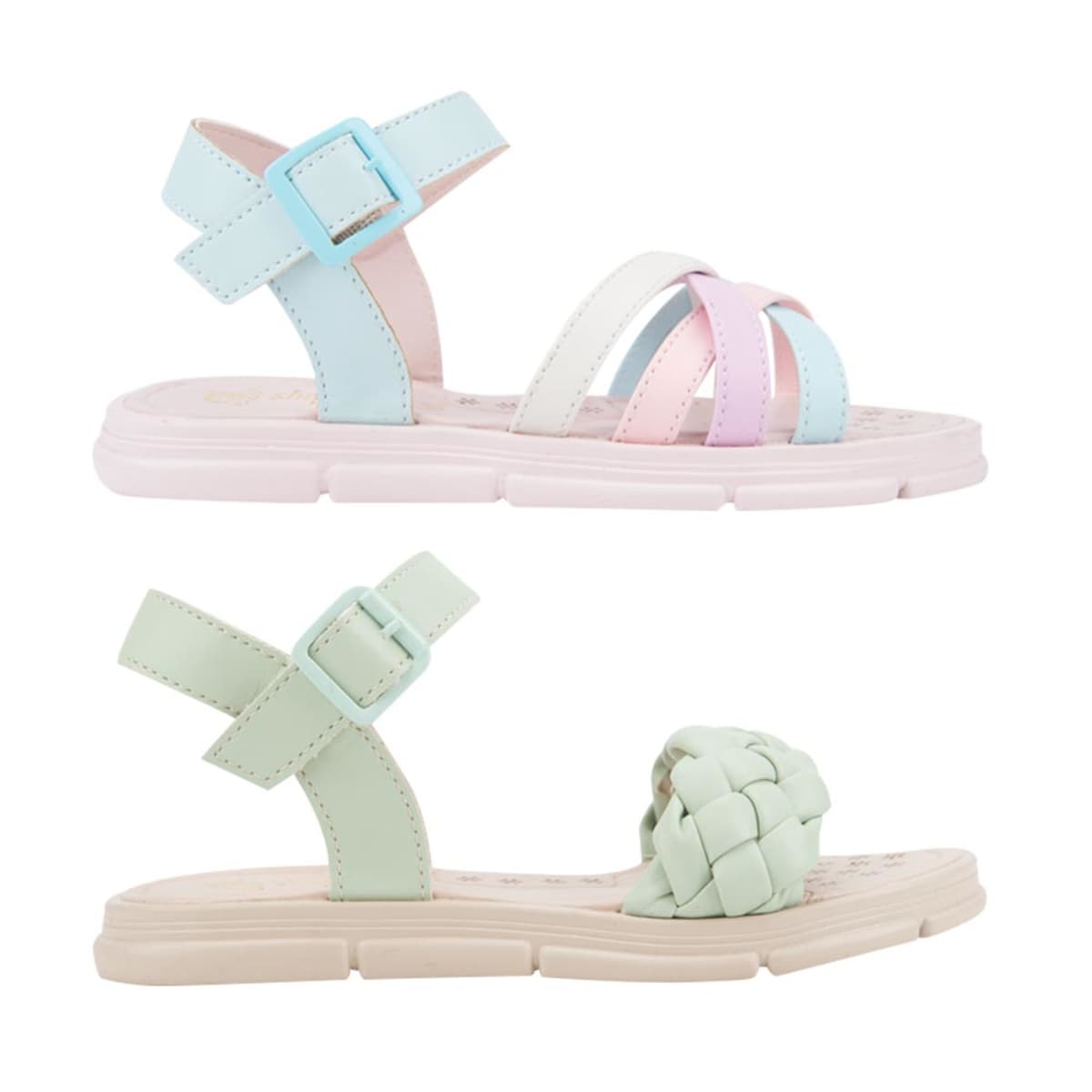 Kit de 2 pares de sandalias casuales para niña en tonos pastel, marca Vivis Shoes Kids, mod. 1033759