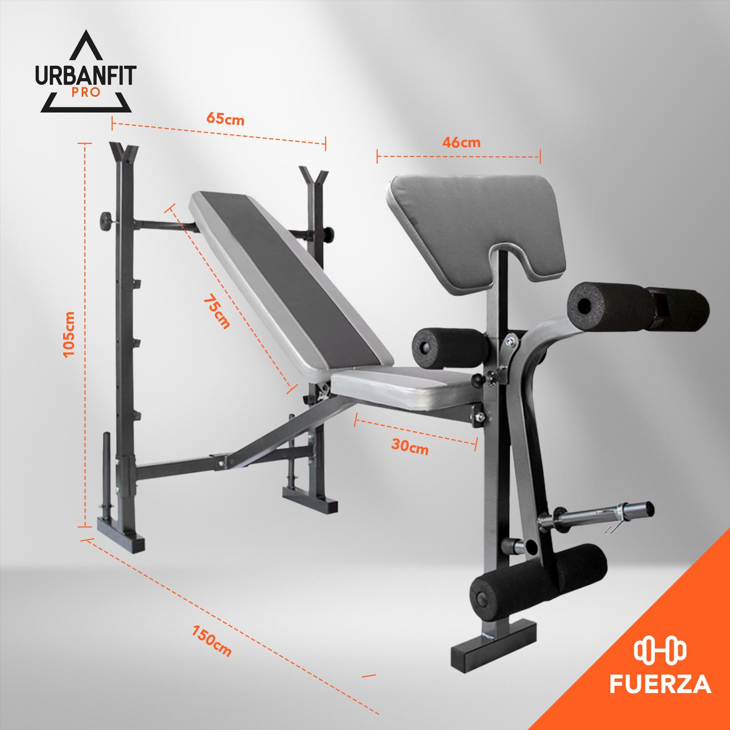 Banco Ejercicio Multifuncional UrbanFit Pro 5 en 1 Plateado