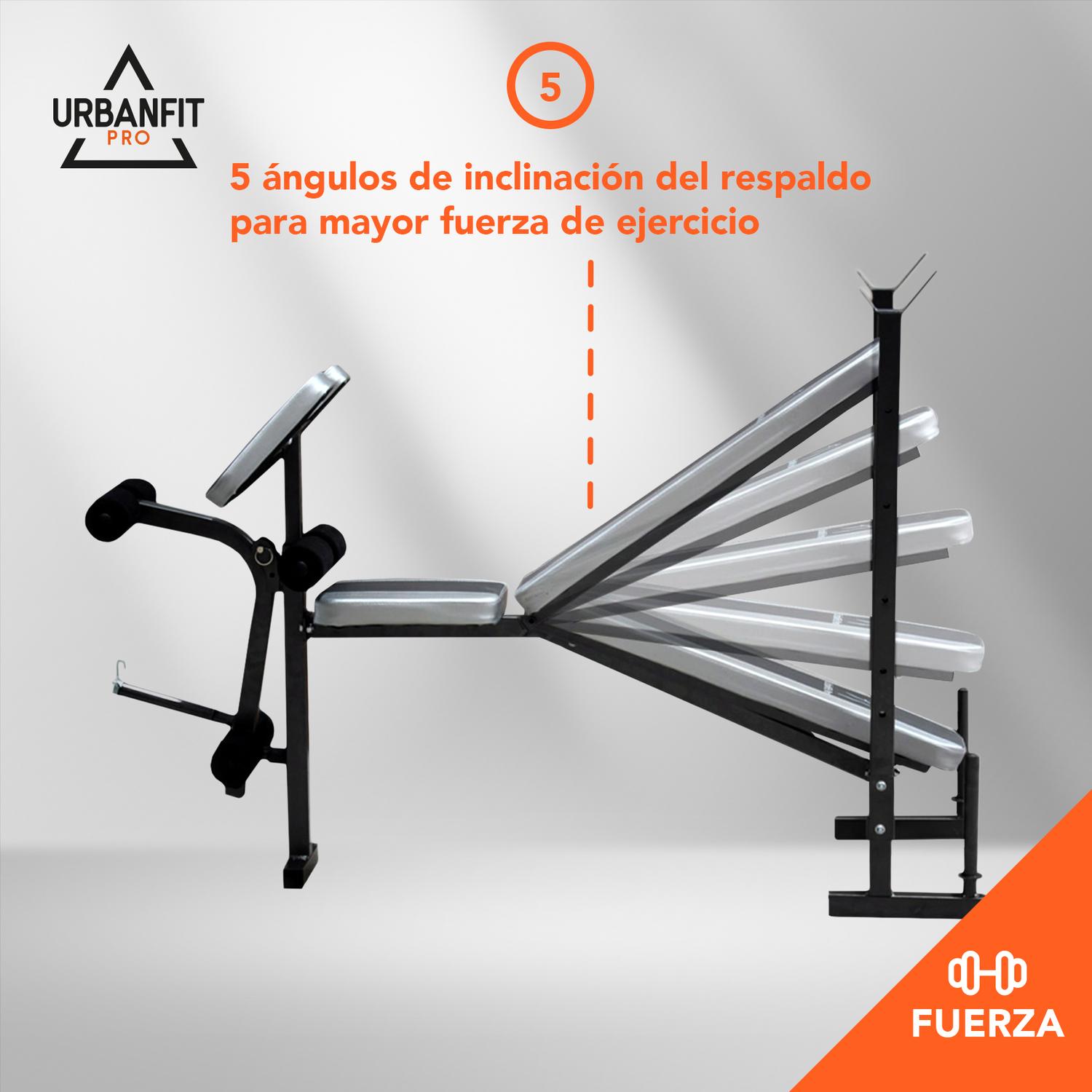 Banco Ejercicio Multifuncional UrbanFit Pro 5 en 1 Plateado
