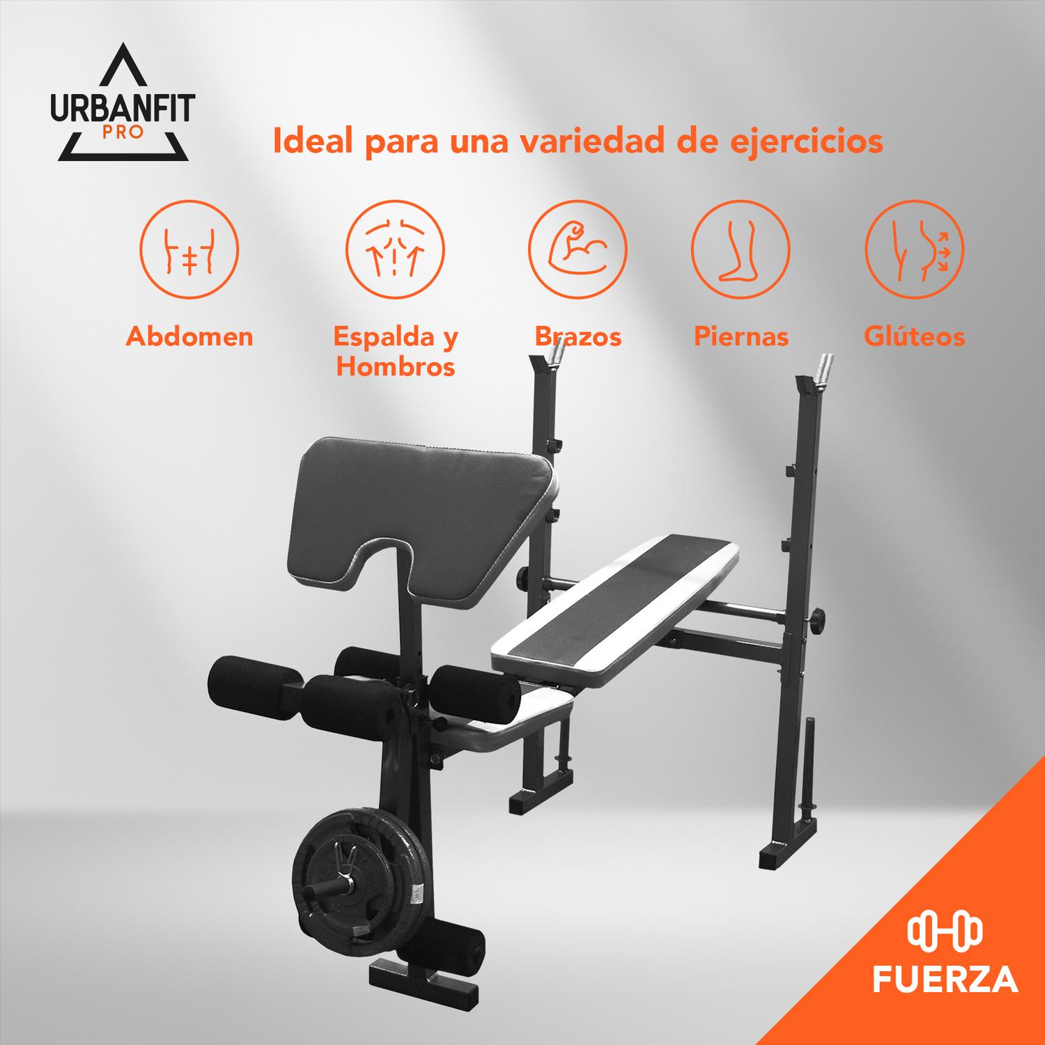 Banco Ejercicio Multifuncional UrbanFit Pro 5 en 1 Plateado