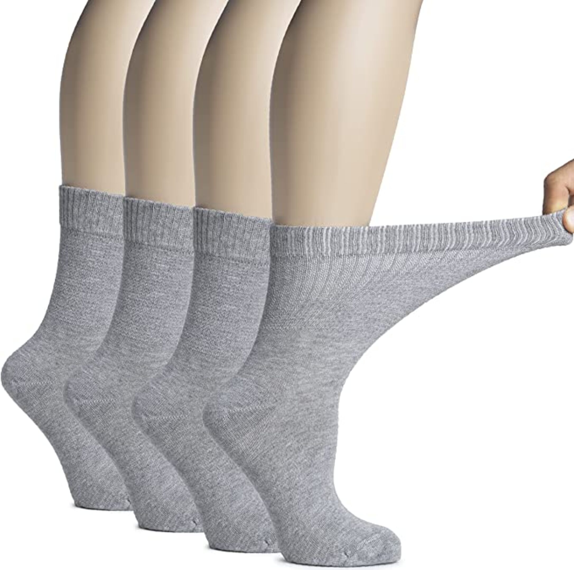 Calcetines Mujer 4 Pares para Diabéticos y Pies Sensibles, Color Gris. Calcetas para Diabetes, Mejoran la Circulación Pie Diabético