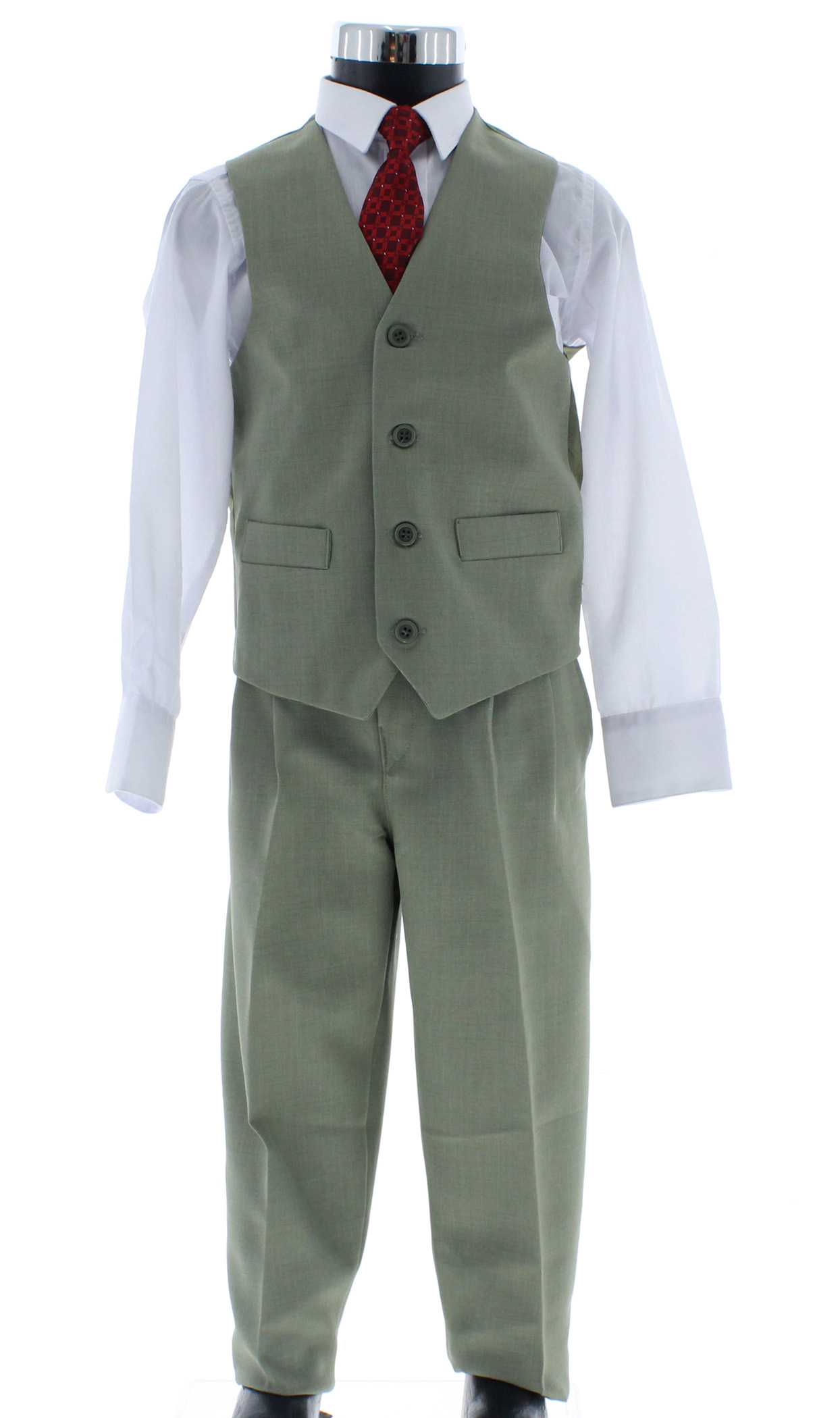 Traje de Vestir Niño Tres Piezas Color Verde 2893 6 a 18 Años.