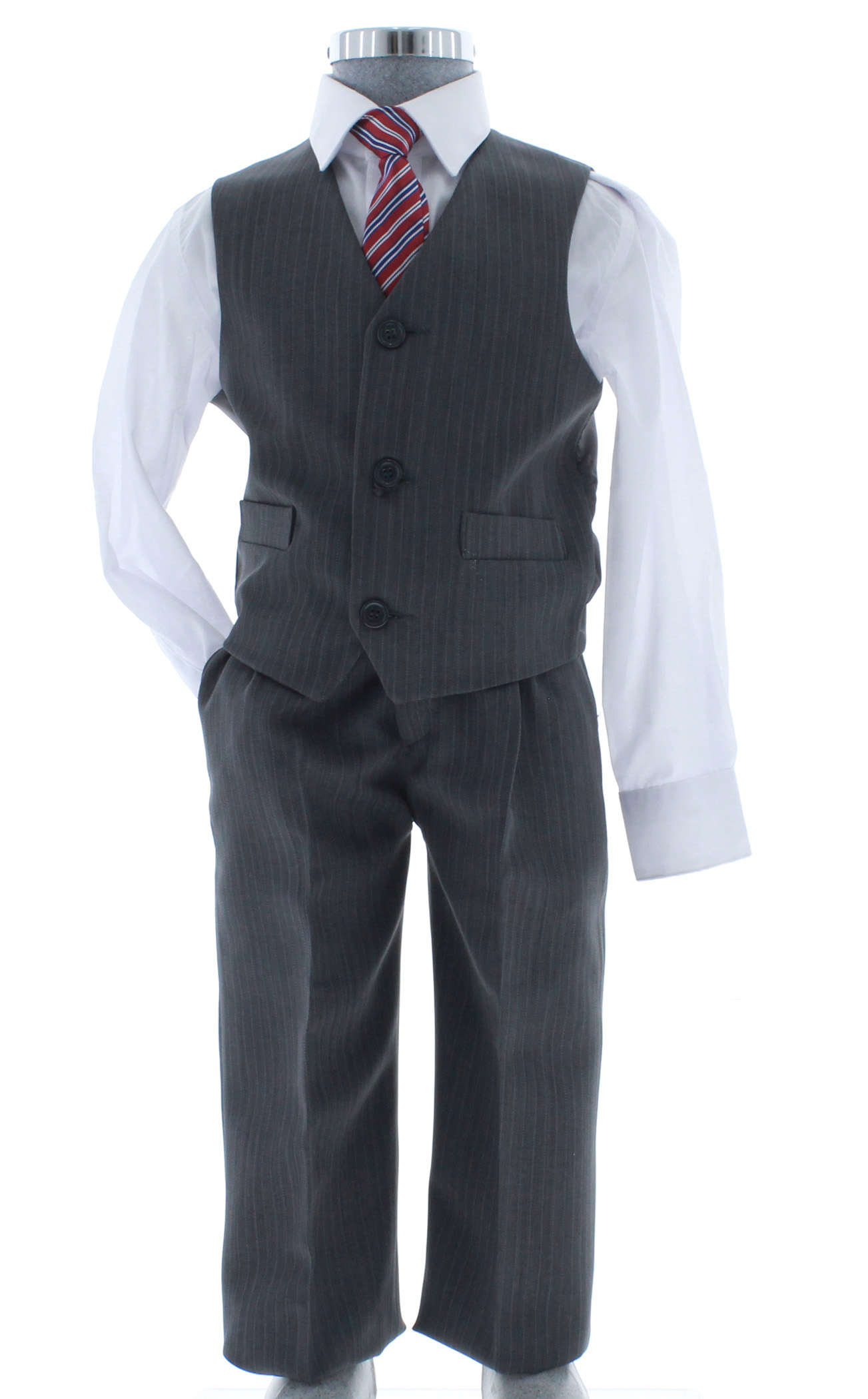 Traje de Vestir Niño Tres Piezas Color Gris 2894 2 a 18 Años.