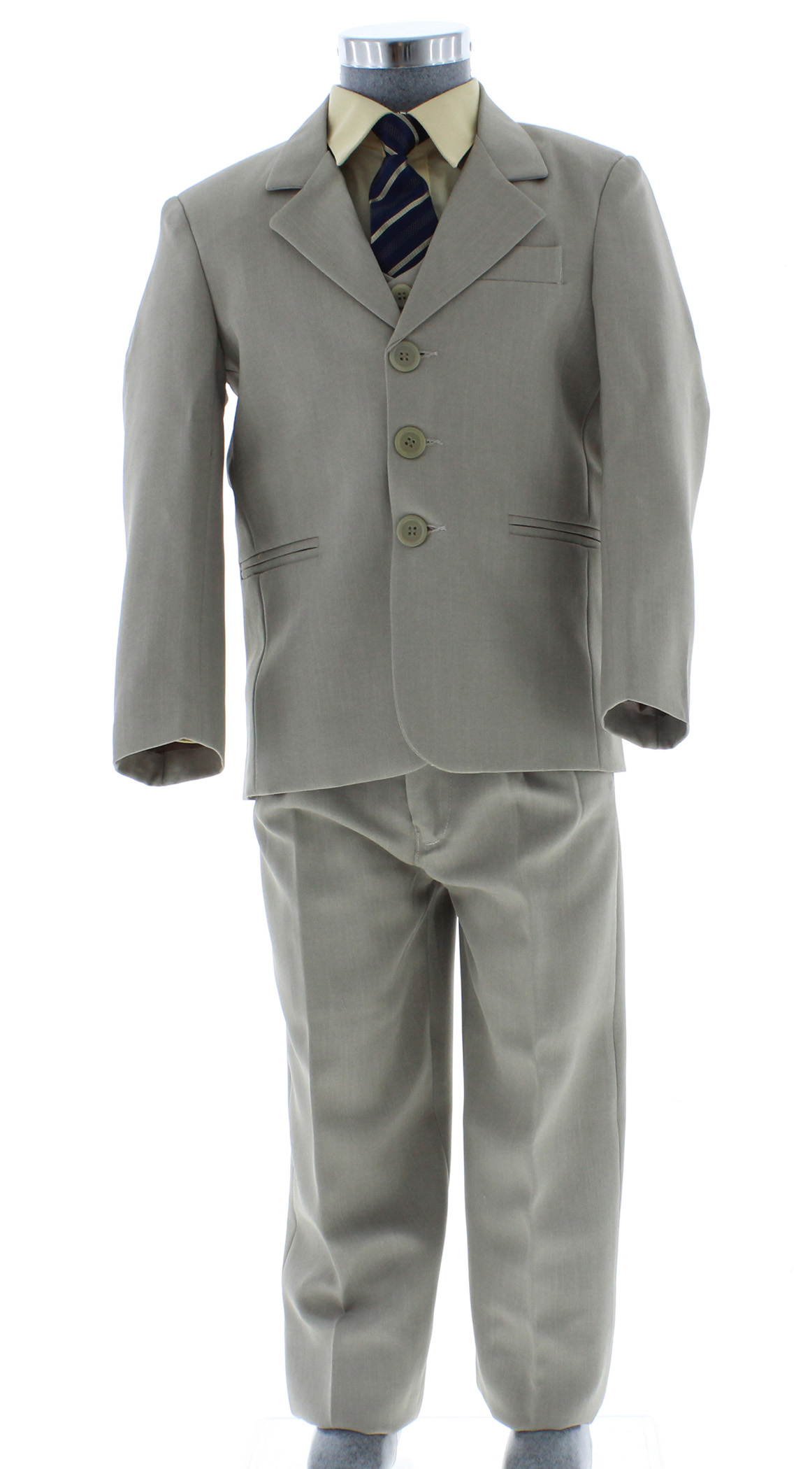 Traje de Vestir Niño Tres Piezas Color Beige 2896 4 a 18 Años.