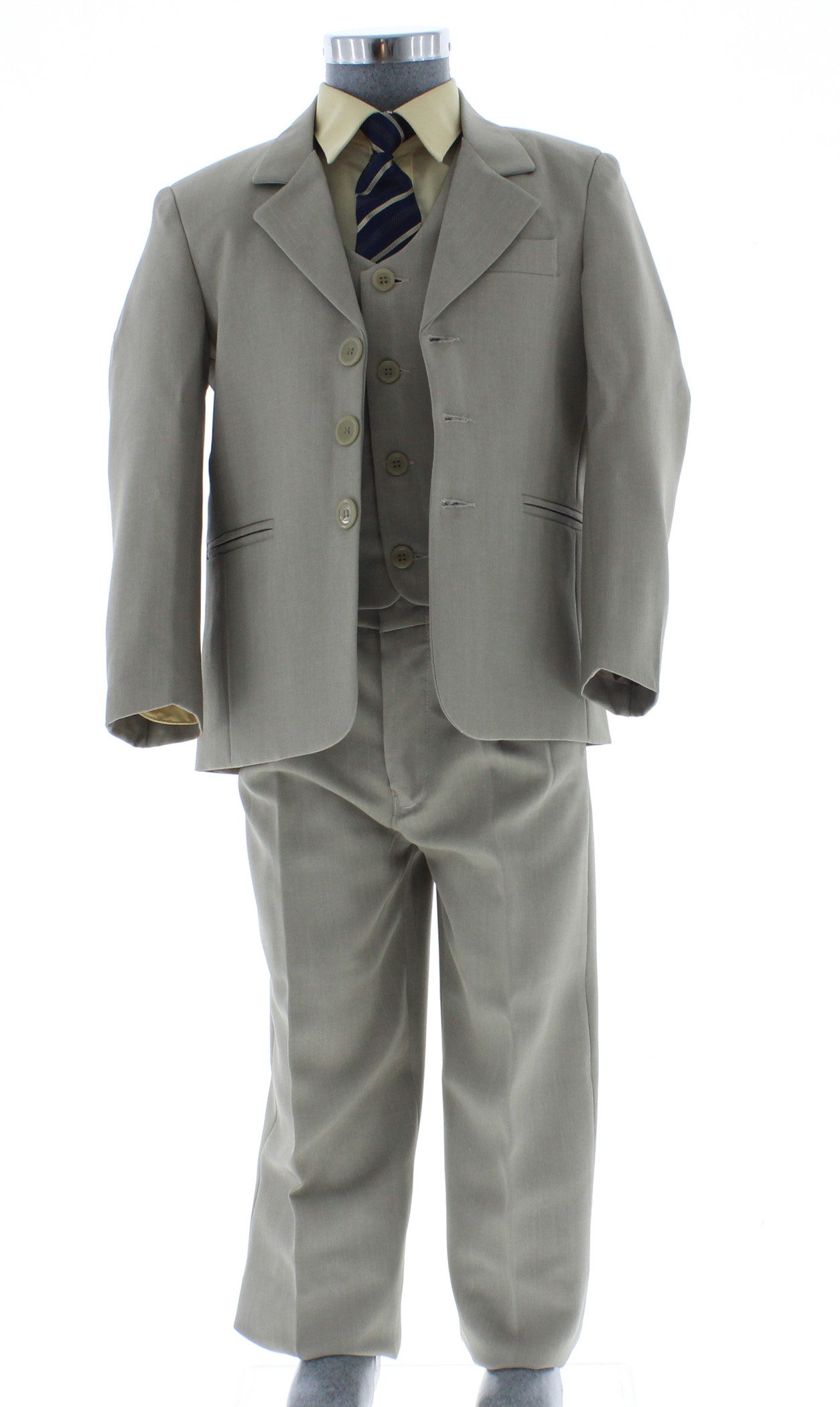 Traje de Vestir Niño Tres Piezas Color Beige 2896 4 a 18 Años.