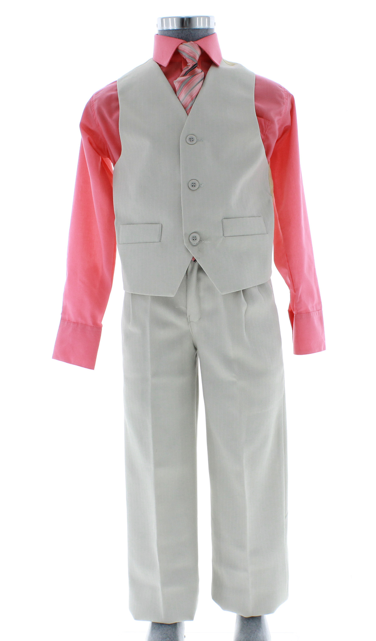 Traje de Vestir Niño Tres Piezas Color Beige 2899 2 a 18 Años.