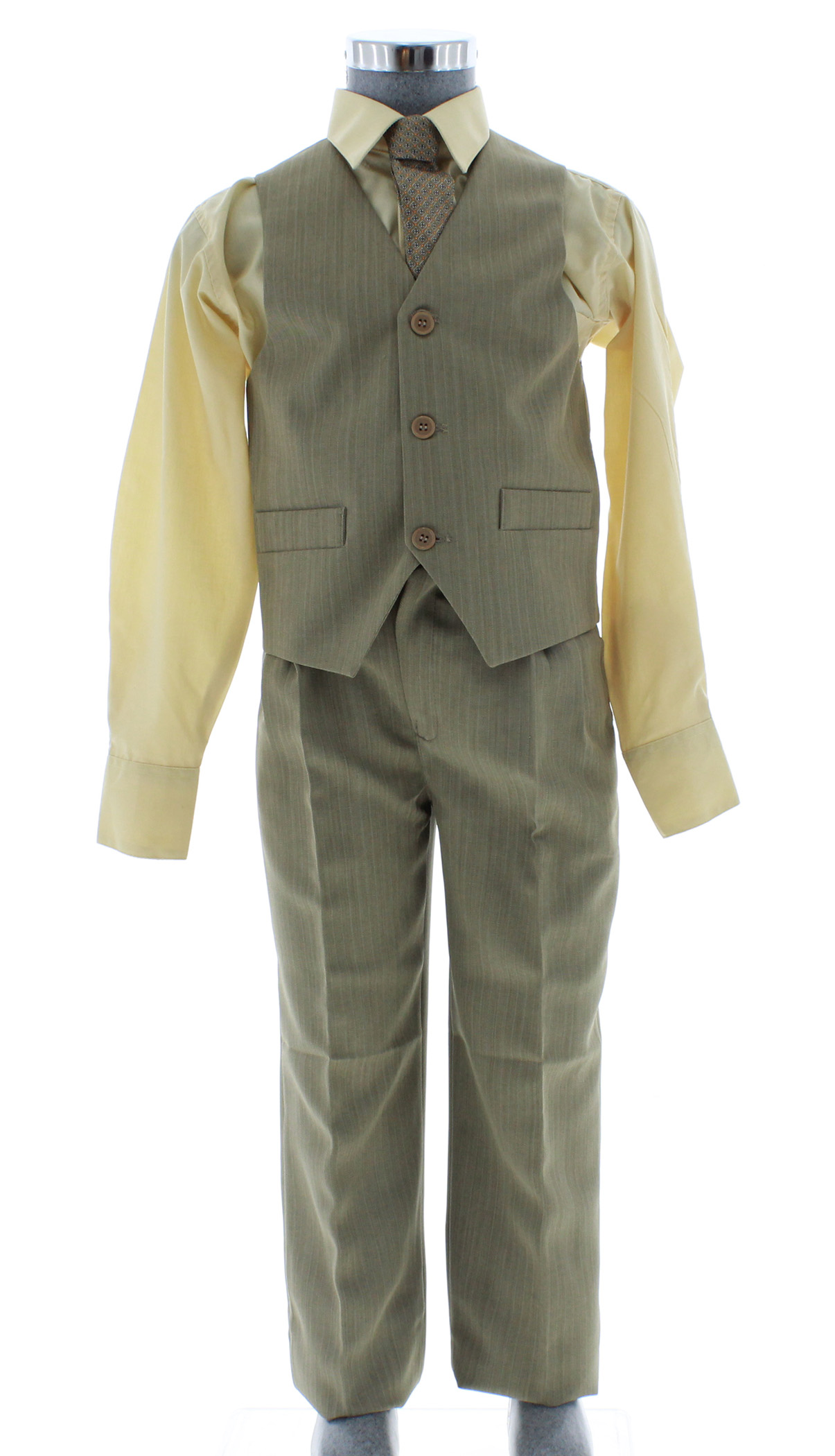 Traje de Vestir Niño Tres Piezas Color cafe claro 2901 2 a 18 Años.