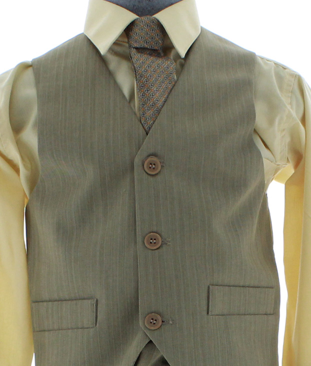 Traje de Vestir Niño Tres Piezas Color cafe claro 2901 2 a 18 Años.