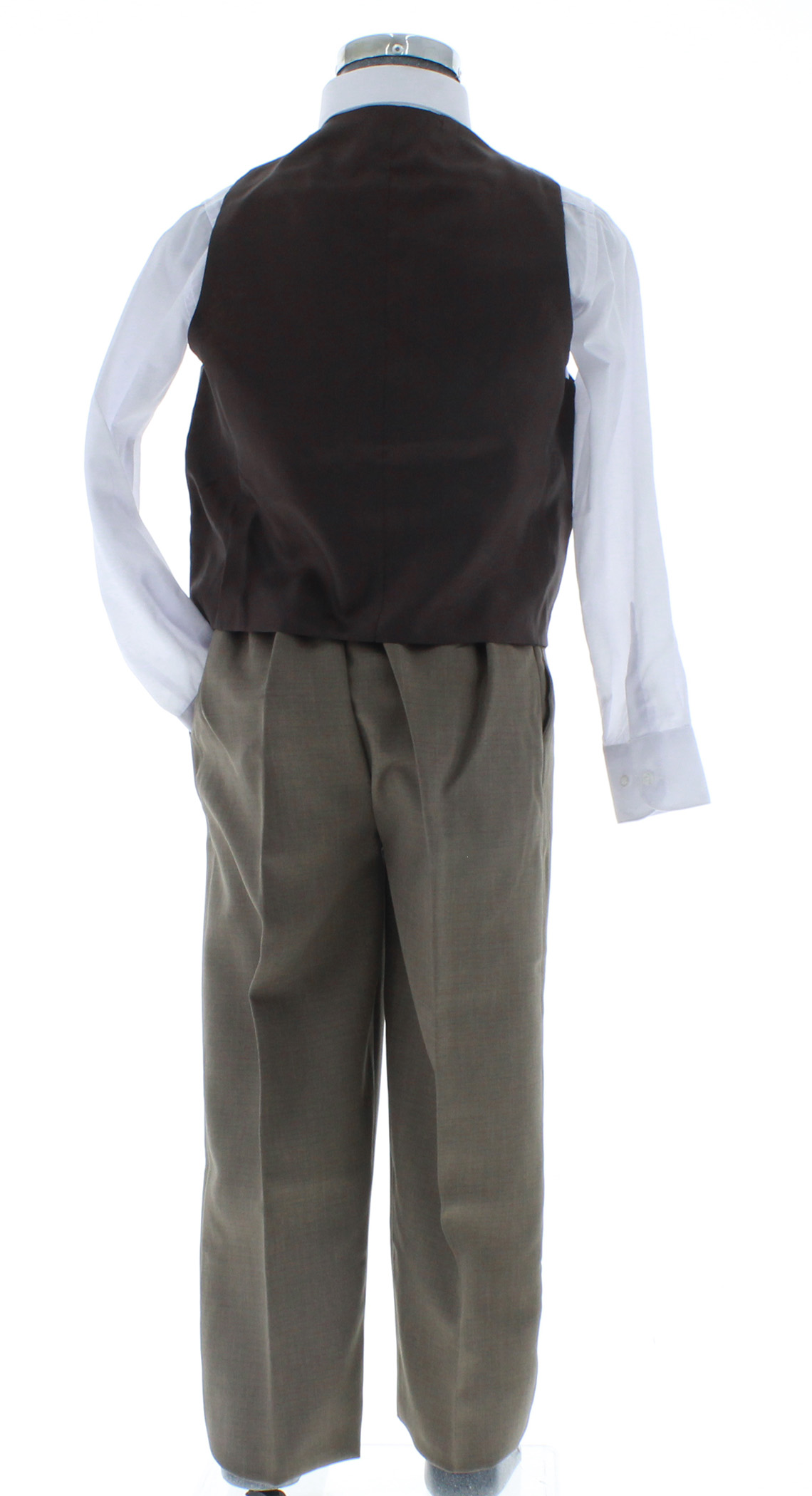 Traje de Vestir Niño Tres Piezas Color Cafe 2909 8 a 18 Años.