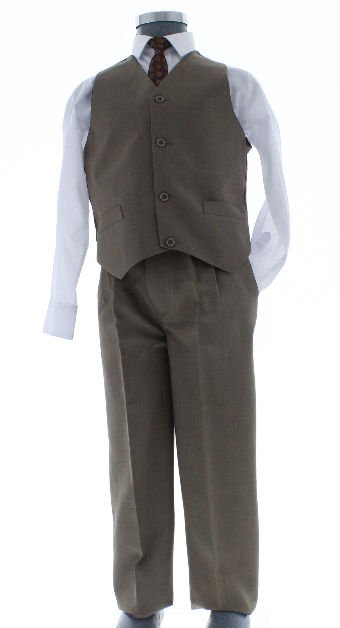 Traje de Vestir Niño Tres Piezas Color Cafe 2909 8 a 18 Años.