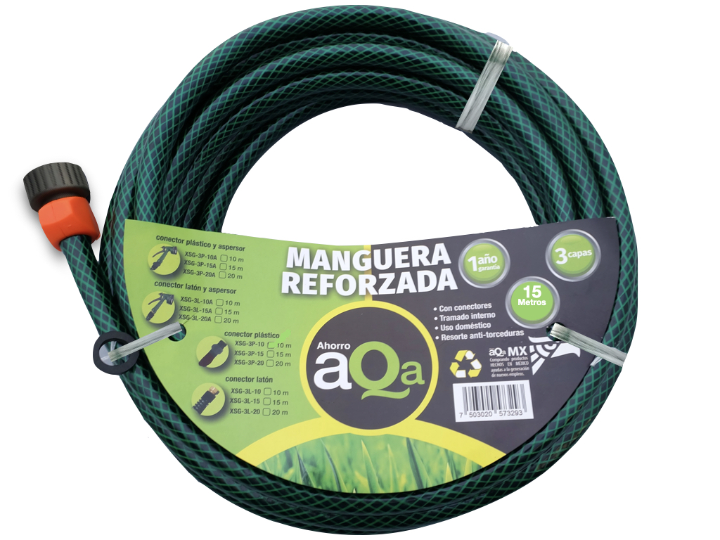 Rollo De Manguera Jardín Tricapa 1/2 15 Metros Marca Aqa