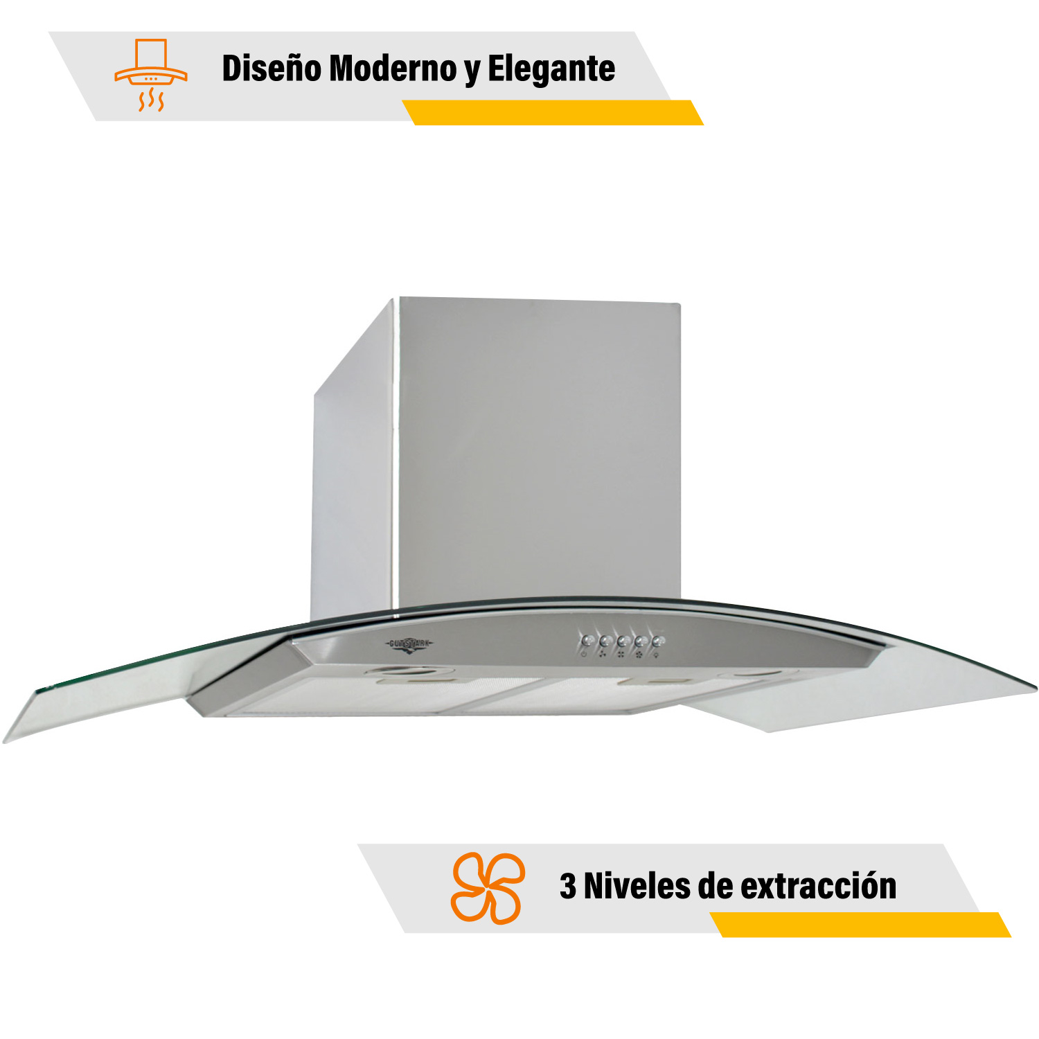 Campana Extractora Cocina Cristal Templado 60 cm Acero Inoxidable Cocina Pared Gutstark