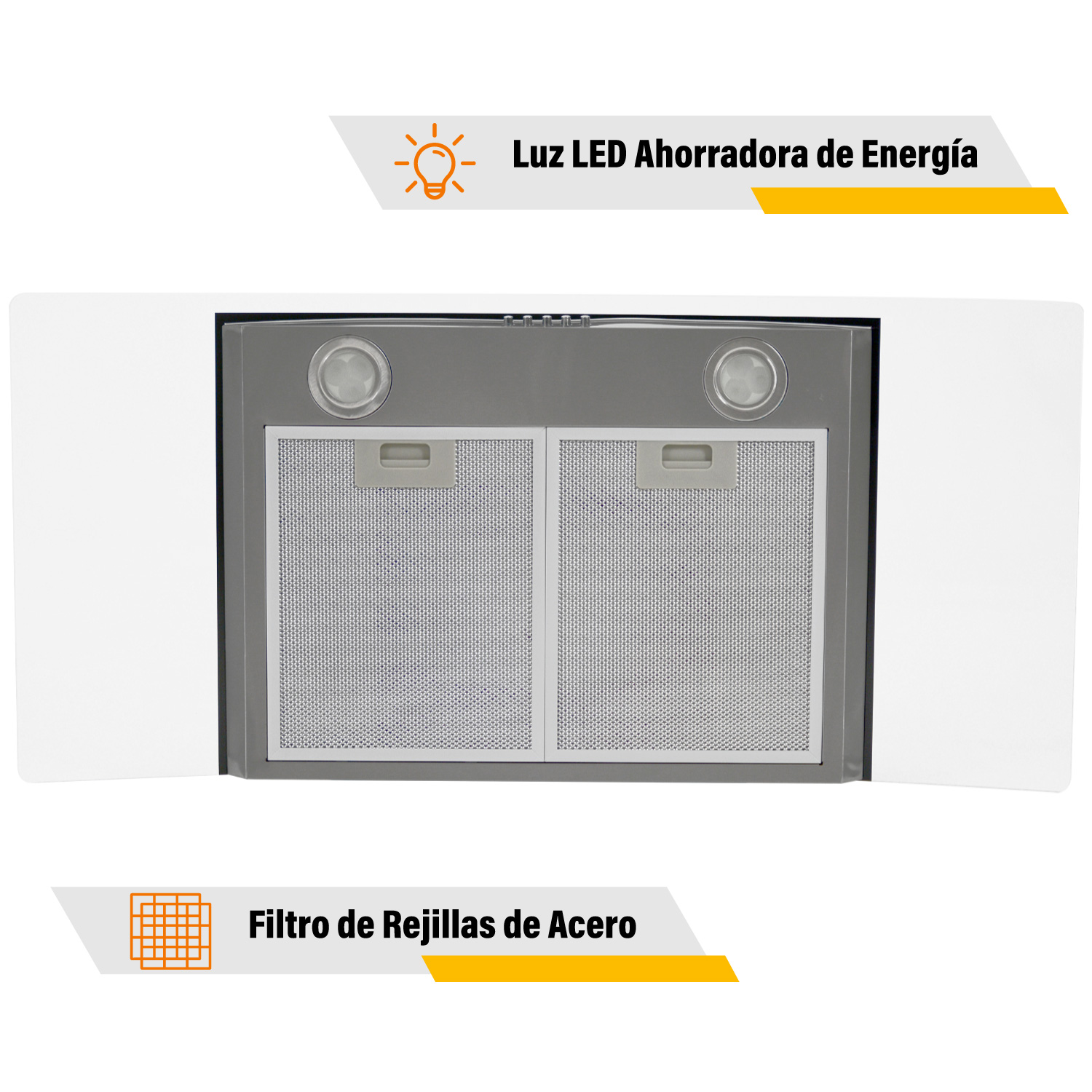 Campana Extractora Cocina Cristal Templado 60 cm Acero Inoxidable Cocina Pared Gutstark