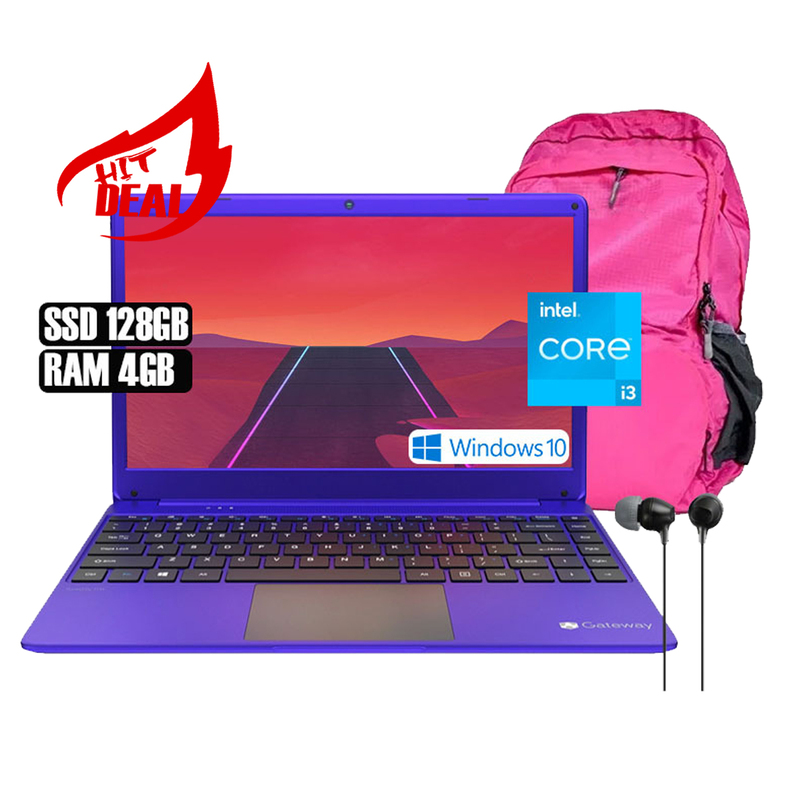 Laptop Gateway Ultra Slim 14.1 Core I3-1115G4 Win10 4GB 128GB SSD - Morada + Mochila