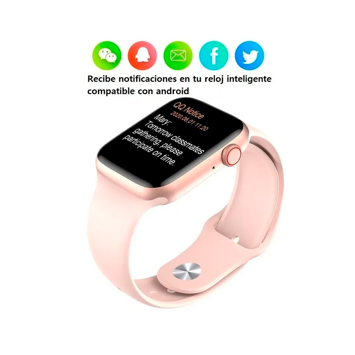 Smartwatch Reloj Inteligente Mas Manos Libres Audifonos Inalámbricos In-ear Aut119 Con Bluetooth 5.0 Color Rosa.