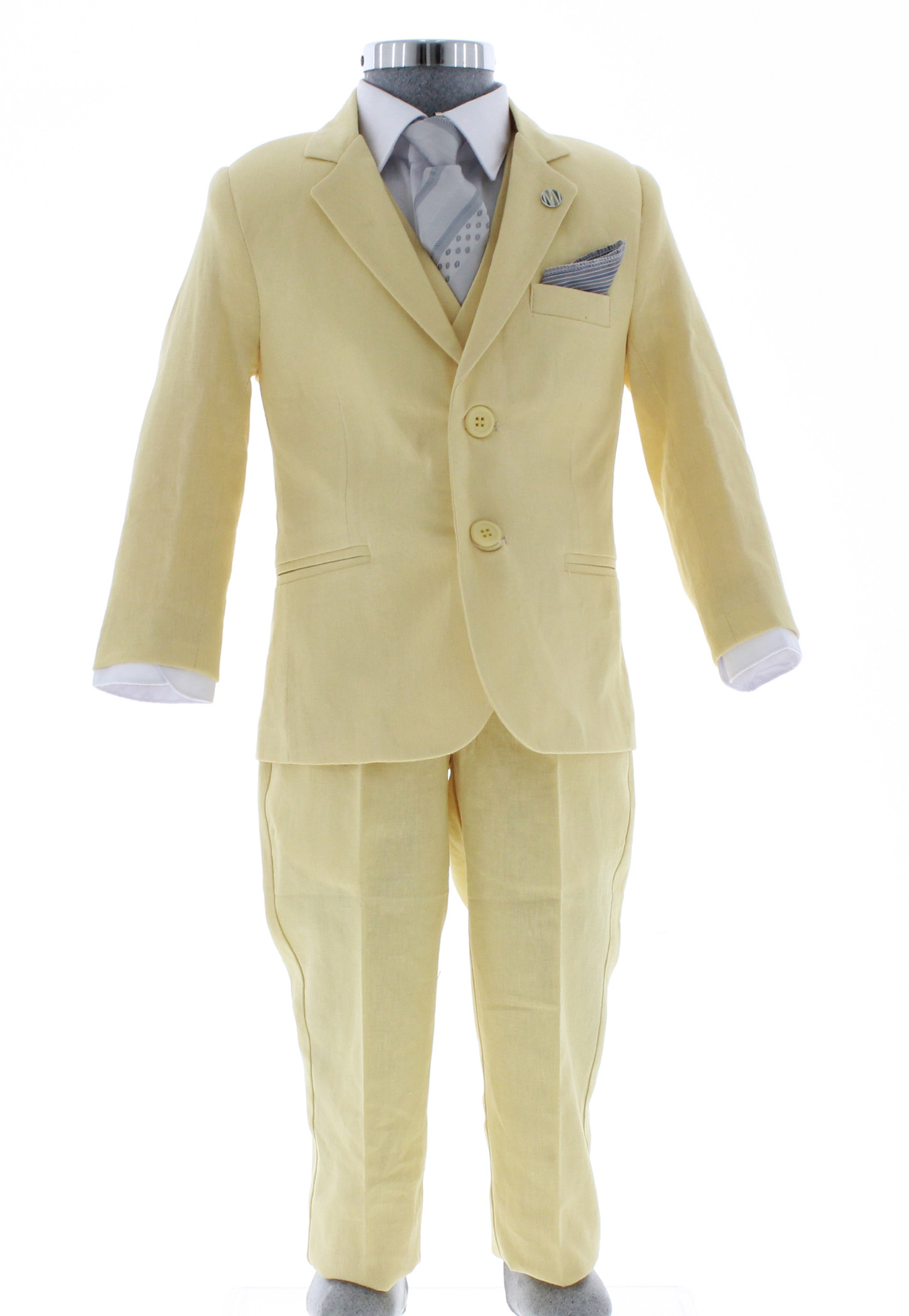 Traje de Vestir Lino Niño Tres Piezas Color Amarillo 2914 1 a 12 Años