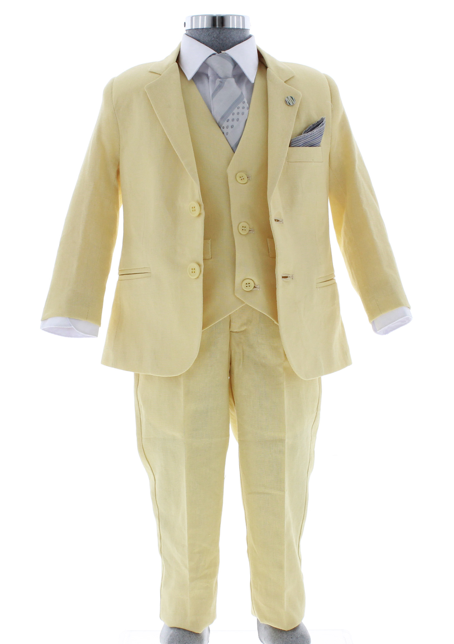 Traje de Vestir Lino Niño Tres Piezas Color Amarillo 2914 1 a 12 Años