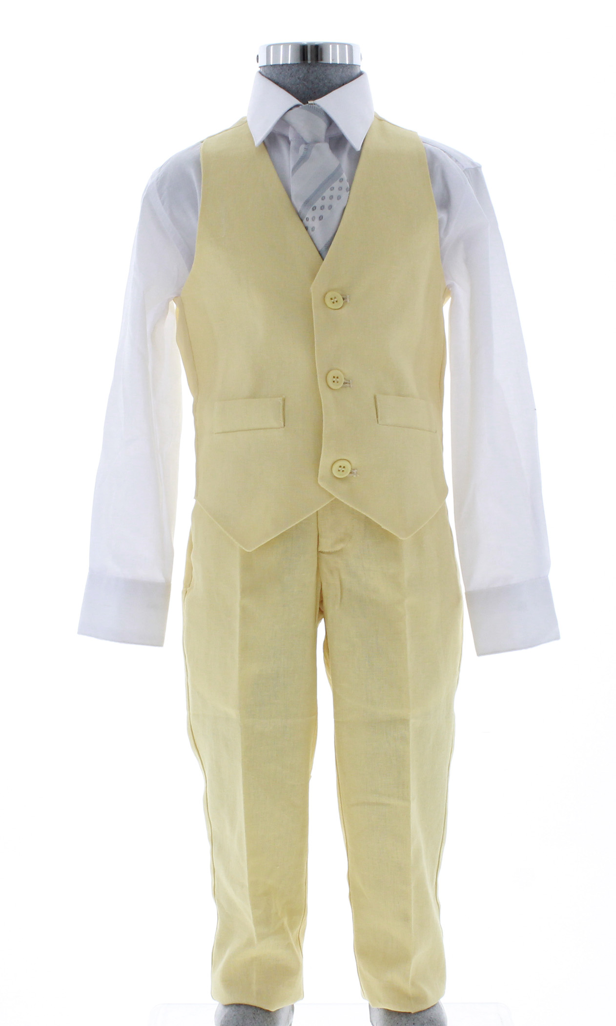 Traje de Vestir Lino Niño Tres Piezas Color Amarillo 2914 1 a 12 Años