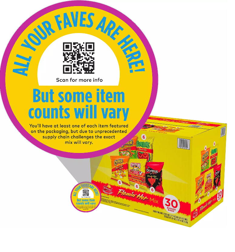 Frito Lay Flamin Hot Mix 30 piezas Cheetos, Doritos