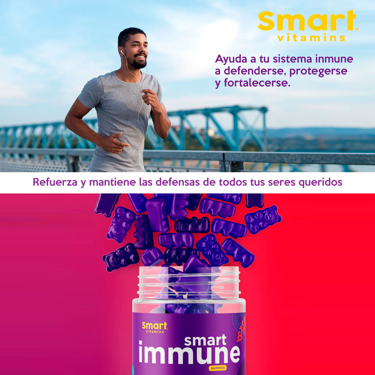 SMART IMMUNE- Suplemento en gomitas Originales, Fortalece tu sistema inmunológico 70 gomitas Smart Vitamins.