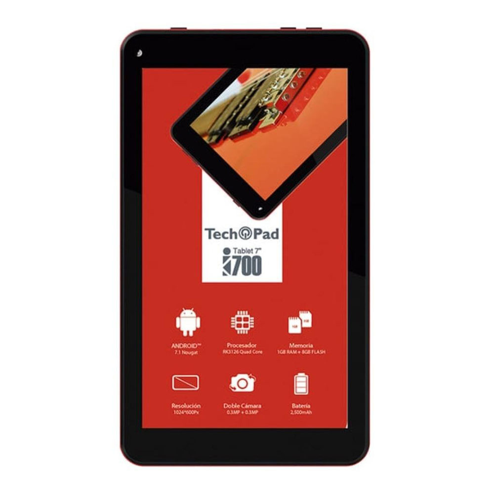 Tablet Tech Pad i700 7 Pulg 1GB RAM Android 8.1 Doble Cámara