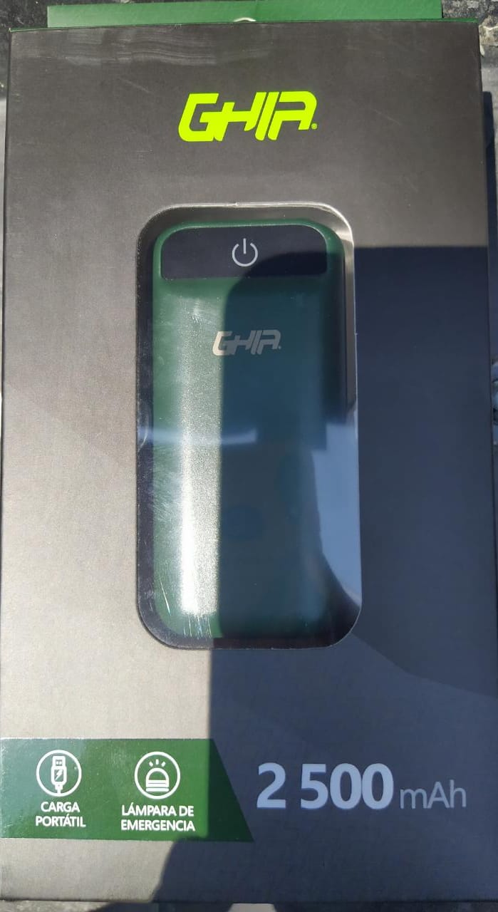 BATERIA RESPALDO POWER BANK 2500 MAH VERDE PORTATIL LED INDICADOR PORCENTAJE GAC-228V CELULAR