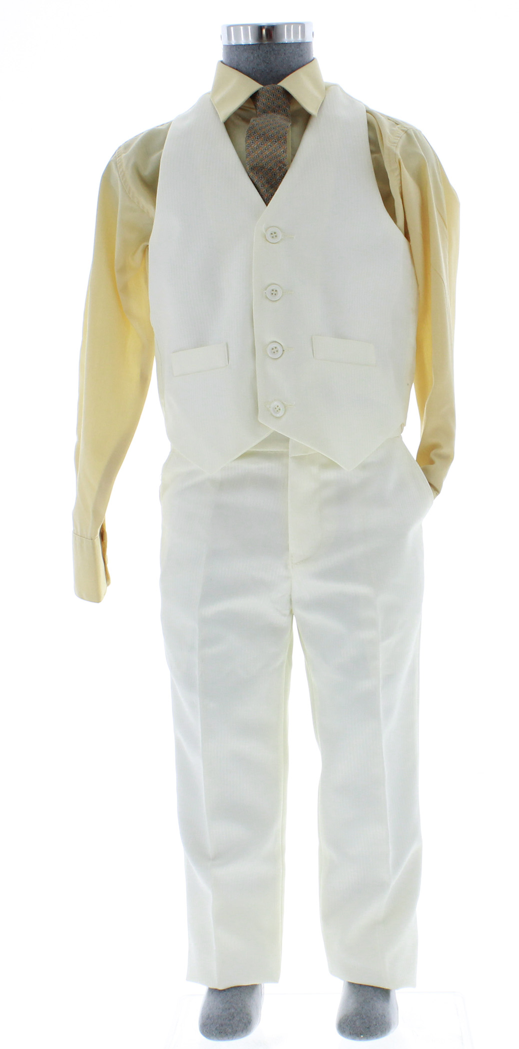Traje de Vestir Niño Tres Piezas Color Marfil 2924 4 a 14 Años.