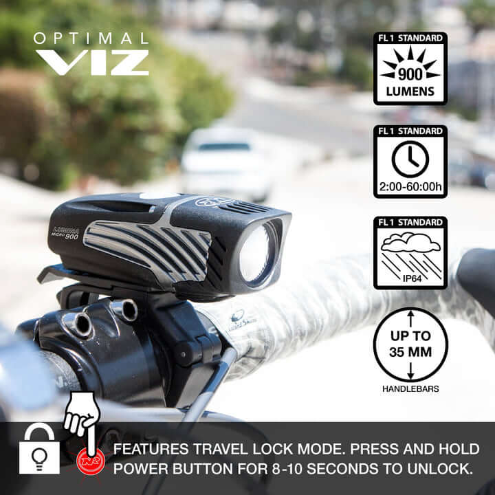 Pack éclairage Vélo NiteRider Lumina Micro 900 (avant) + VMAX+ 150 (arrière) – Noir