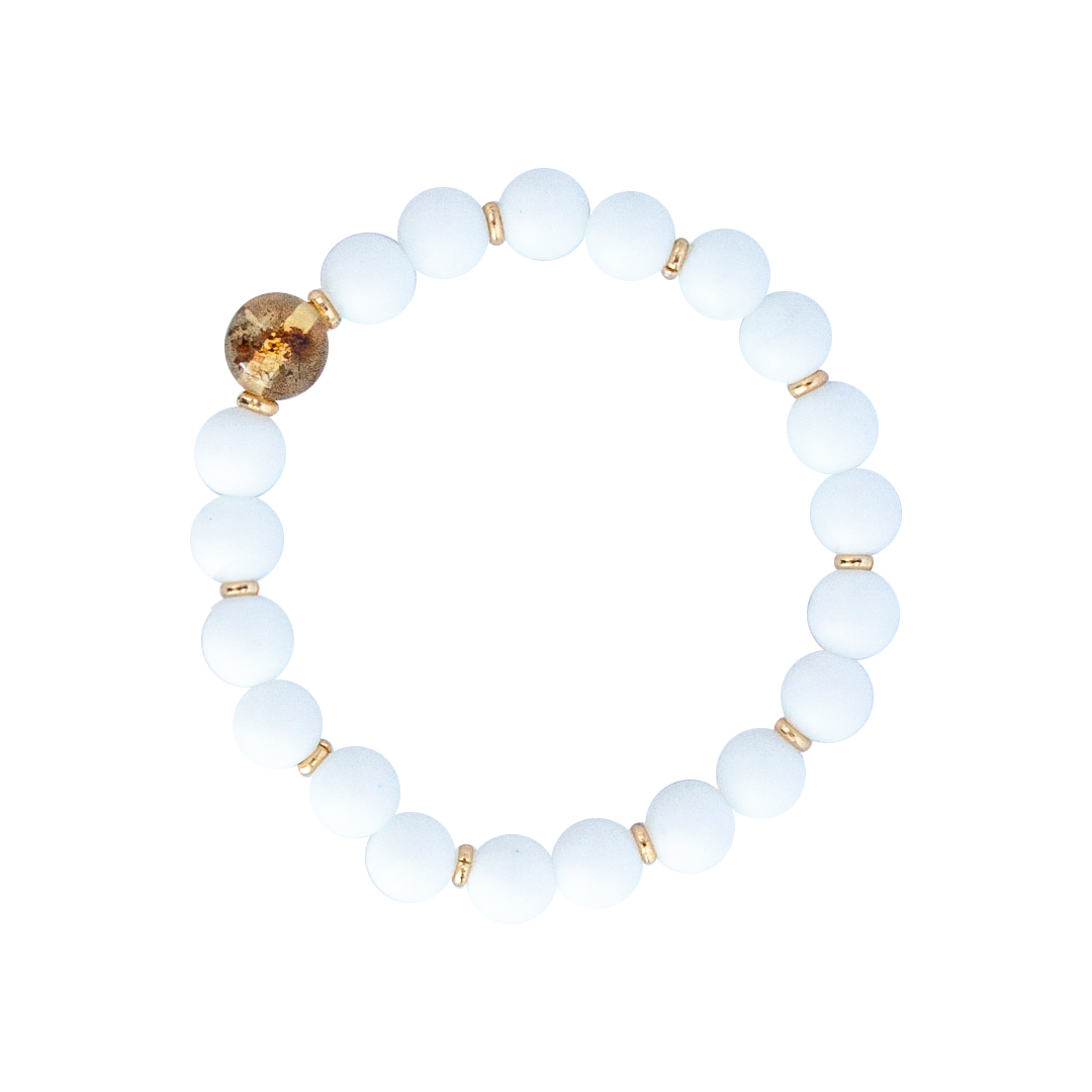 Pulso Ámbar Y Ágata Blanca Mate