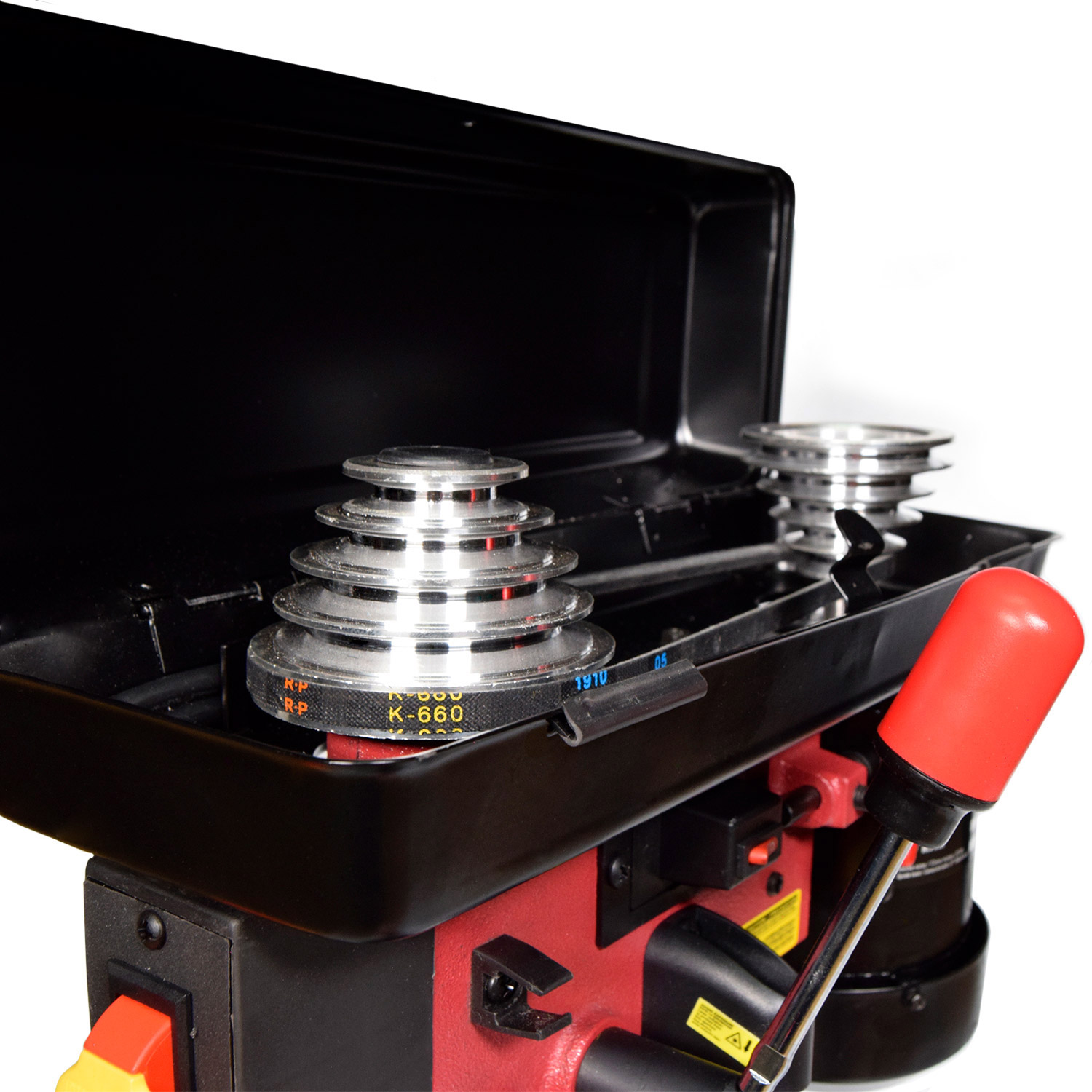 Knova Taladro Columna de Banco 8" con Guía Láser, Motor Potente 1/3 HP, Velocidad 750-3200 RPM, Mesa Inclinable, Capacidad 13mm, Ergonómico, Base Hierro - Negro, Pequeña, Metal