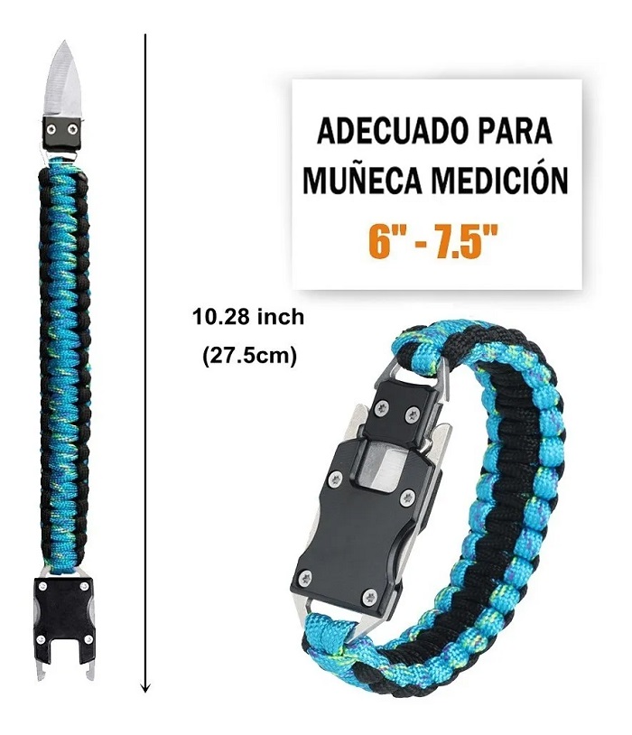 Pulsera Táctica Con Navaja Y Cuchillo Inoxidable Camping Verde Menta