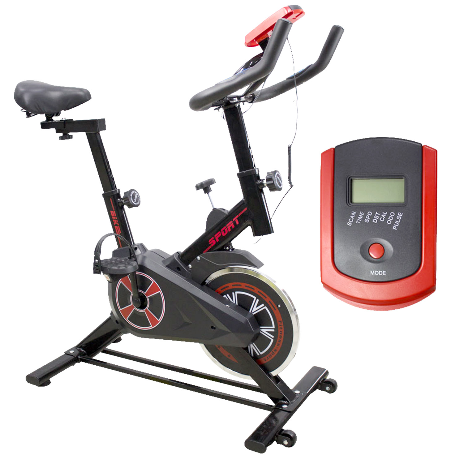 Bicicleta Spinning Fitness Estatica De Ejercicio Hogar Gym Negro/Rojo