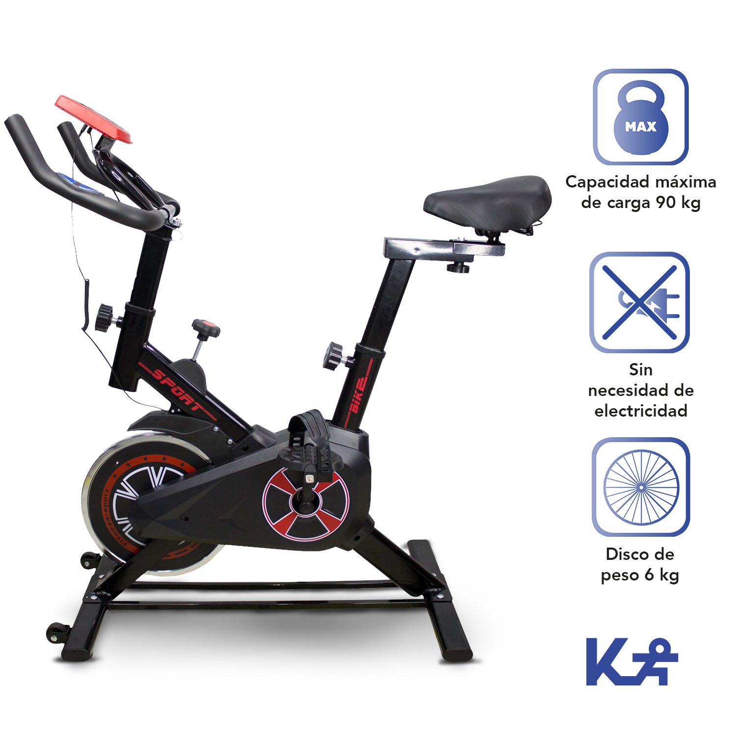 Bicicleta Spinning Fitness Estatica De Ejercicio Hogar Gym Negro/Rojo