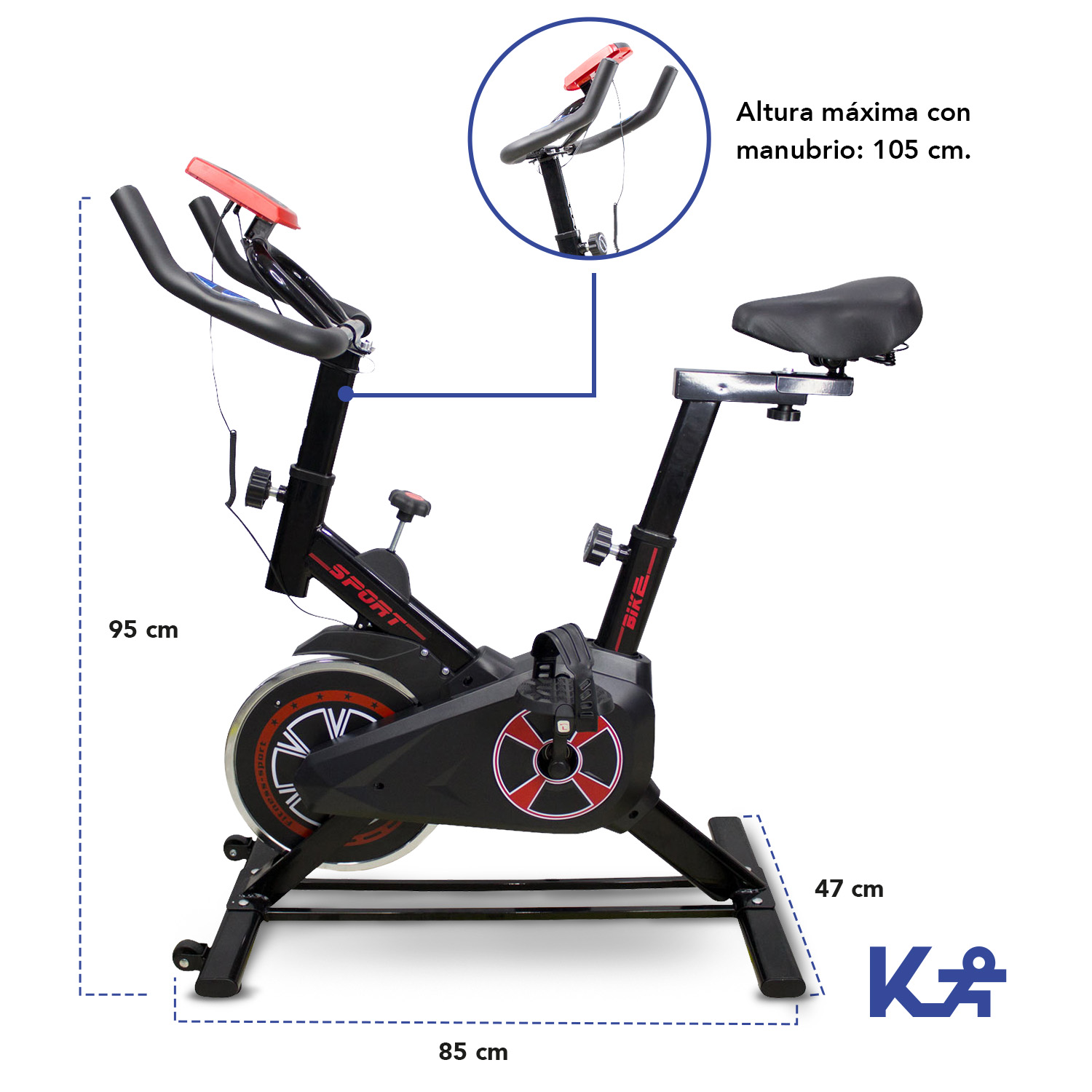 Bicicleta Spinning Fitness Estatica De Ejercicio Hogar Gym Negro/Rojo