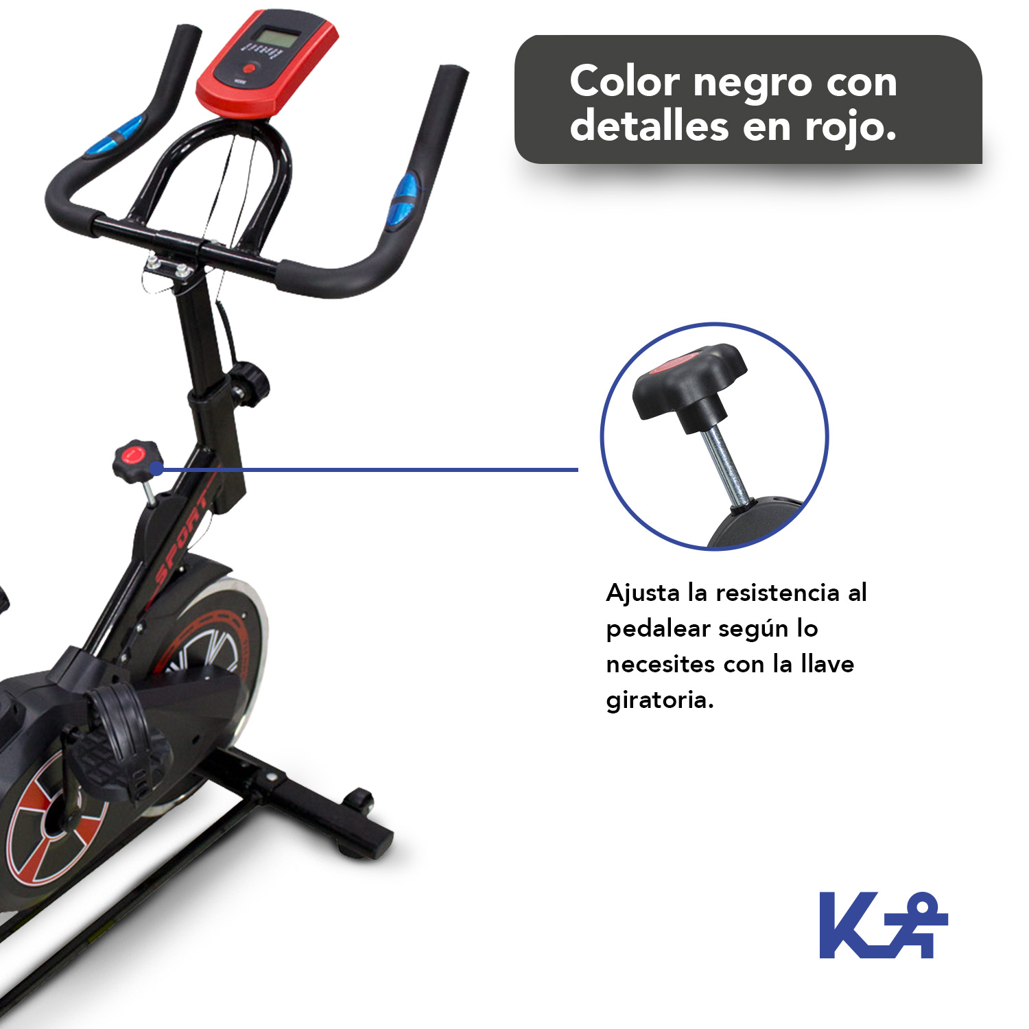 Bicicleta Spinning Fitness Estatica De Ejercicio Hogar Gym Negro/Rojo