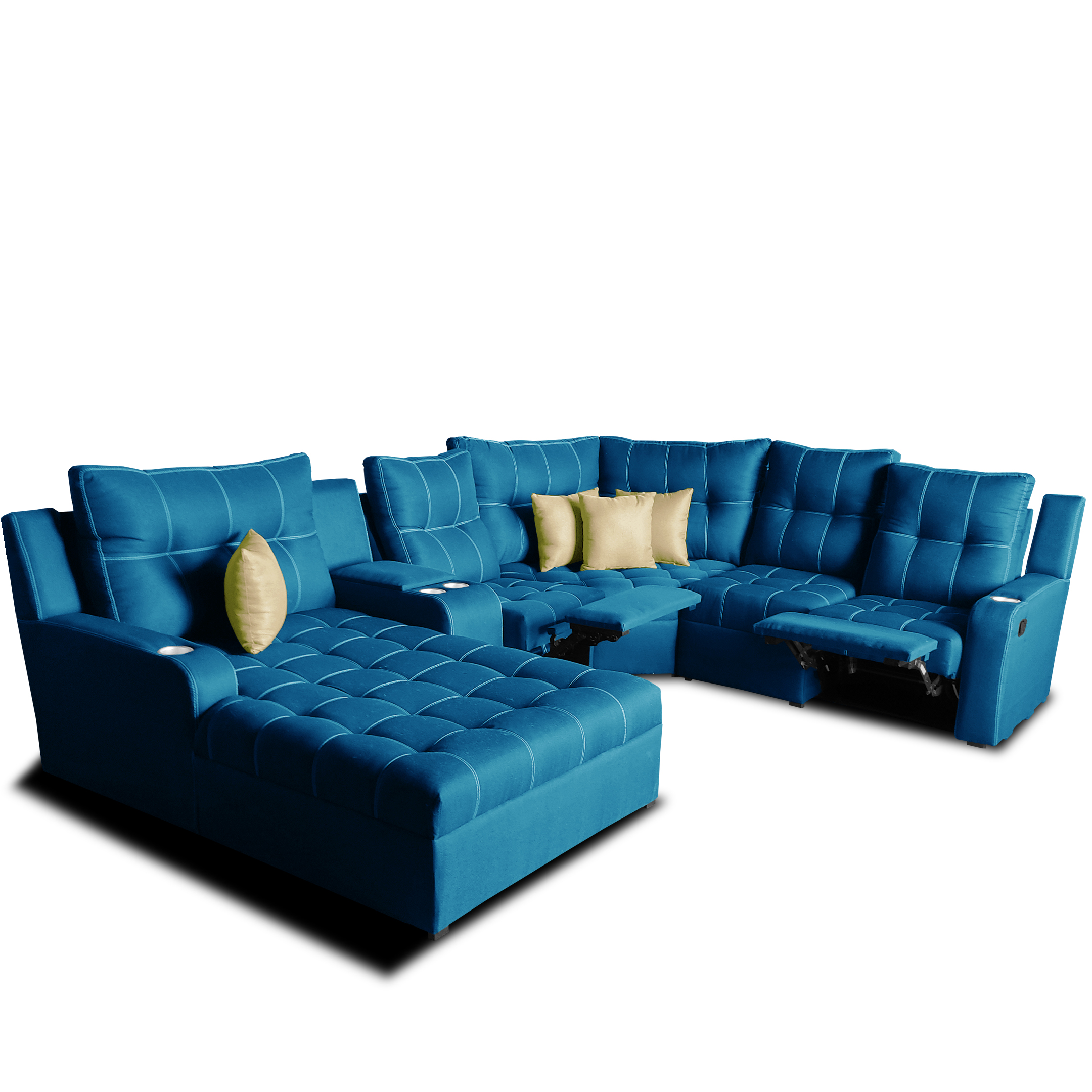 Sala Toronto c/ Chaise Extra Ancho/ 02 reclinables/ Tela Michell Navy // ENTREGA EN CDMX Y ZONA METROPOLITANA.