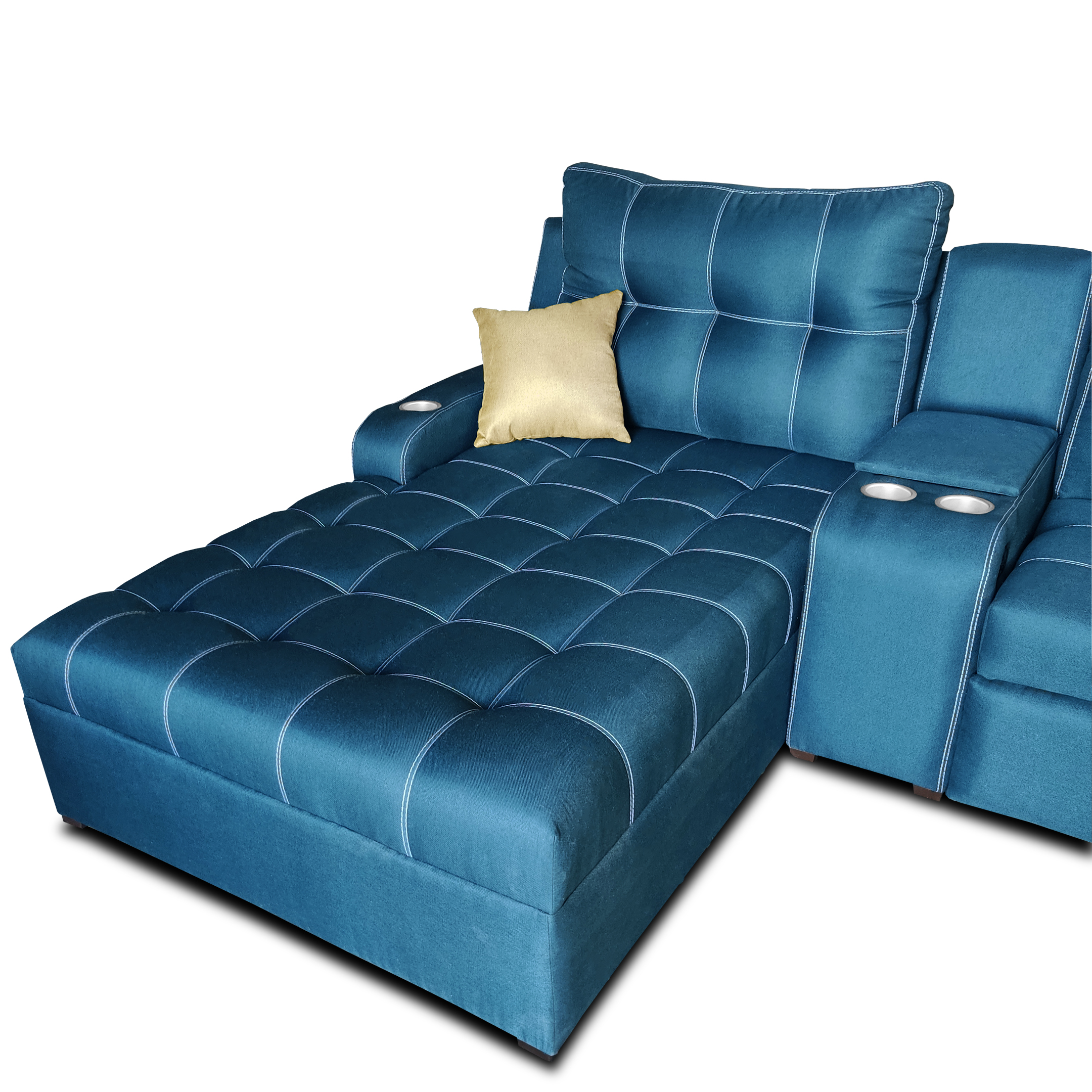 Sala Toronto c/ Chaise Extra Ancho/ 02 reclinables/ Tela Michell Navy // ENTREGA EN CDMX Y ZONA METROPOLITANA.