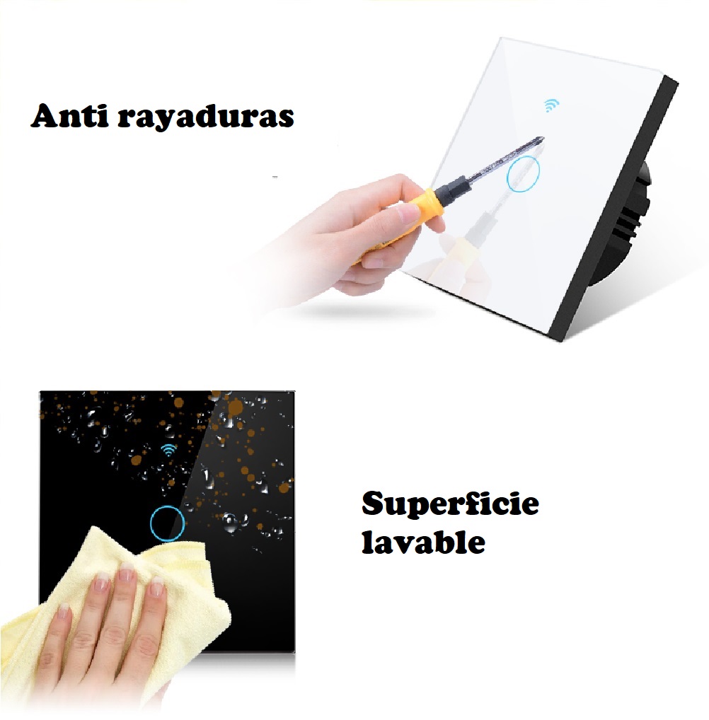 Interruptor pared inalámbrico Control voz uno apagador luz LED táctil WiFi Alexa Google Home negro