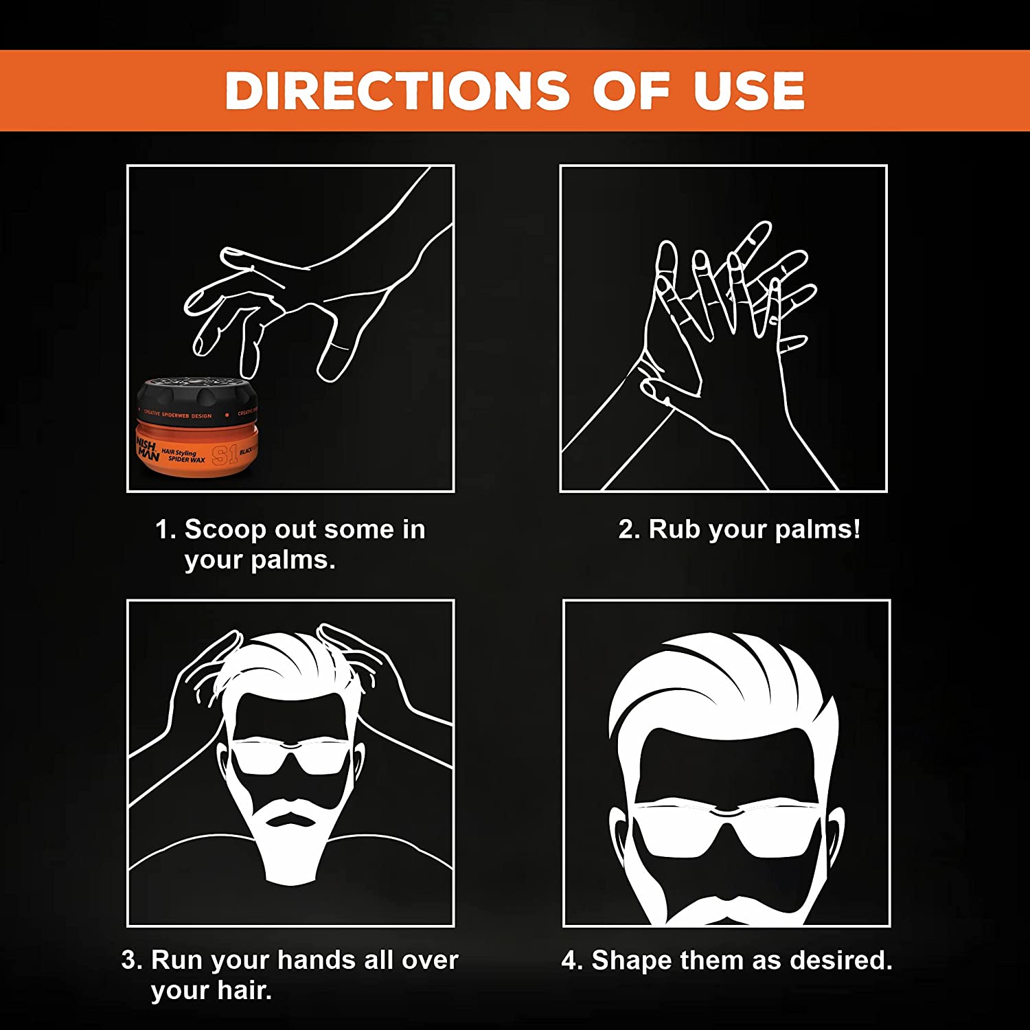 Cera Para Cabello Tipo Spider Telaraña Wax S1 150ml Nishman