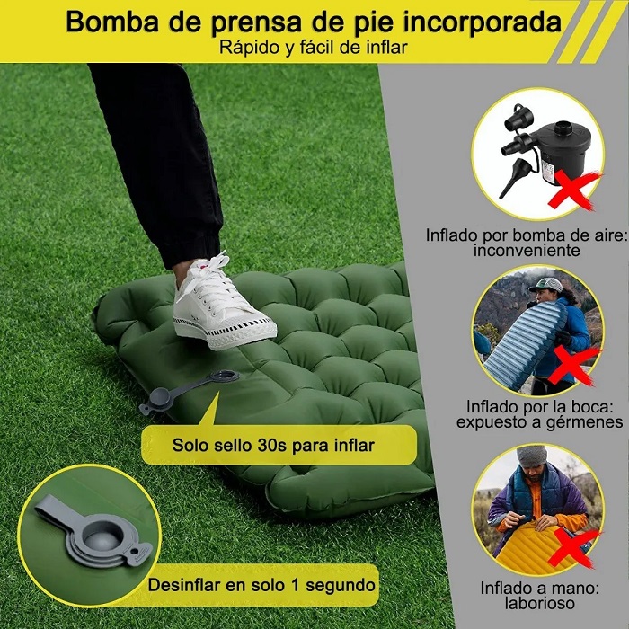 Colchón Inflable Portátil Ultraligero Para  Acampar 