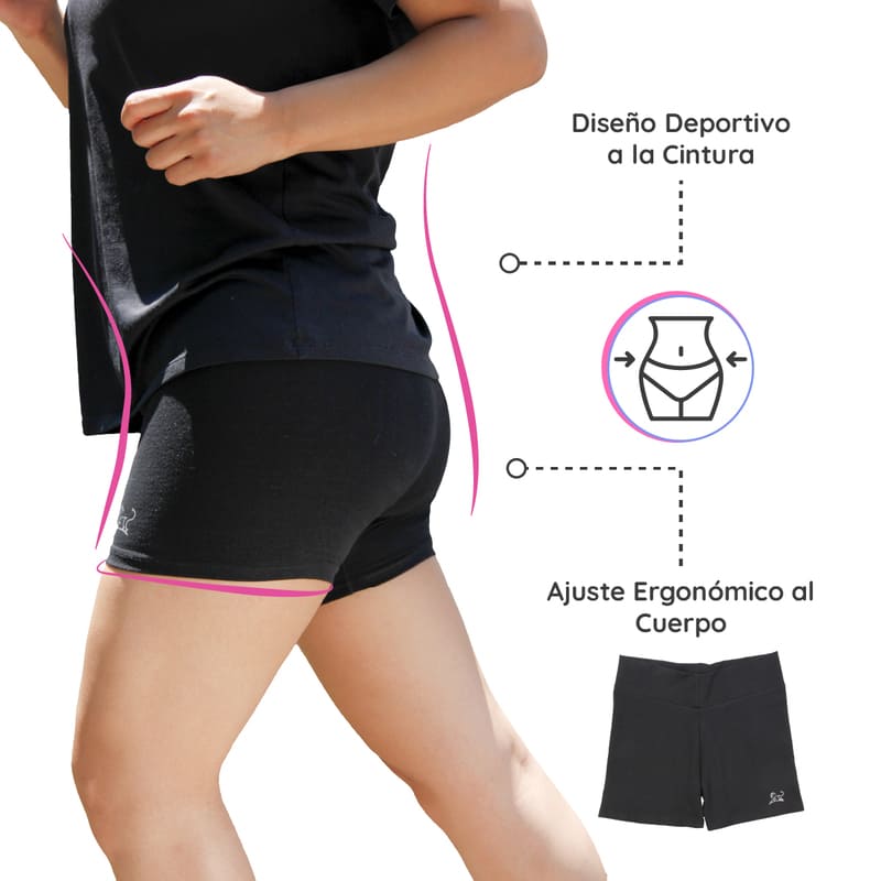 Short Deportivo Mujer con Morral tipo Neceser Incluido, Short Licra para Gym, Biker Short Talla S-M Marca Red Baboon
