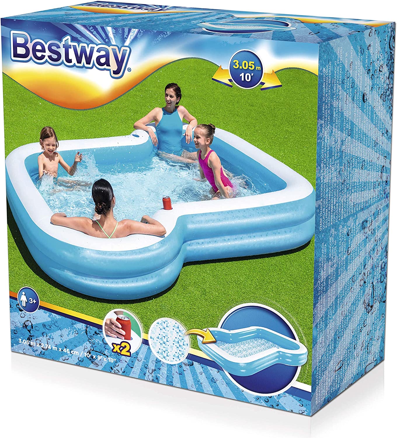 Piscina Alberca Inflable Familiar 3.05 x 2.74 x 0.46 m Bestway
