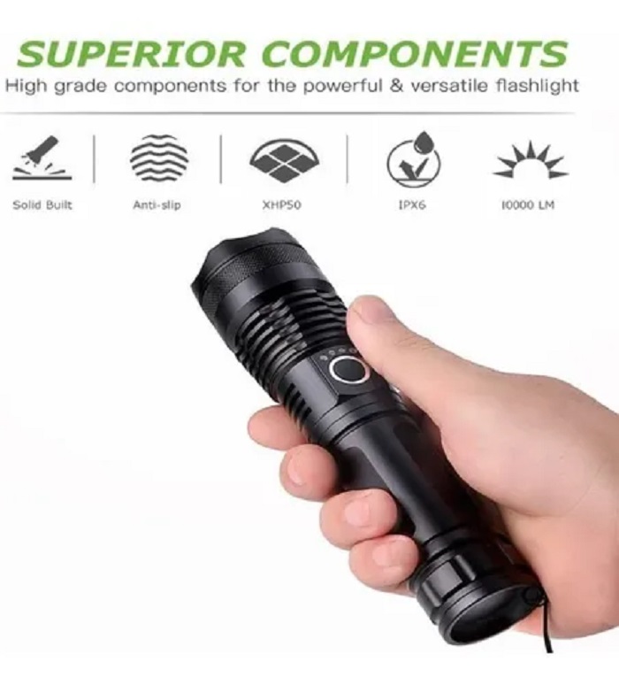 2 Linterna Táctica Led 25000 Lm Usb Recargable