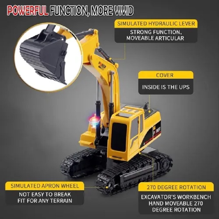 Retroexcavadora A Control Remoto De Juguete Escala 1/24