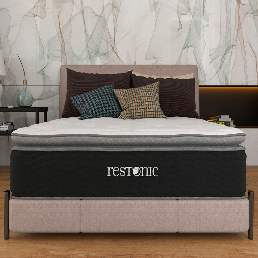 Colchón Y Box Matrimonial Restonic Luxury Random Ortopédico Con Colchoneta PILLOW TOP.