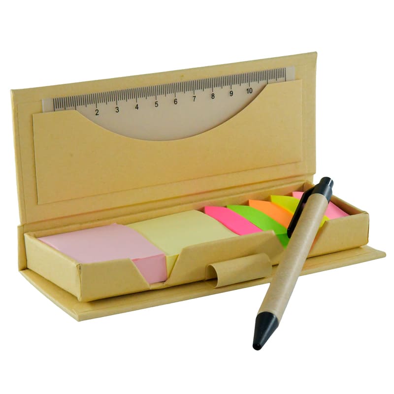 Kit Porta Notas Adhesivas con Regla, Notas Adheribles, Separadores y Pluma EcoNote Marca Red Baboon