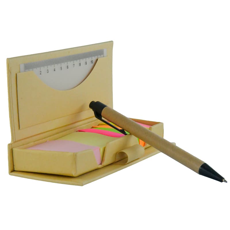 Kit Porta Notas Adhesivas con Regla, Notas Adheribles, Separadores y Pluma EcoNote Marca Red Baboon